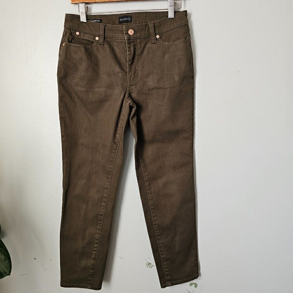 EUC TALBOTS SLIM ANKLE JEANS DARK OLIVE SIZE 6 PETITE